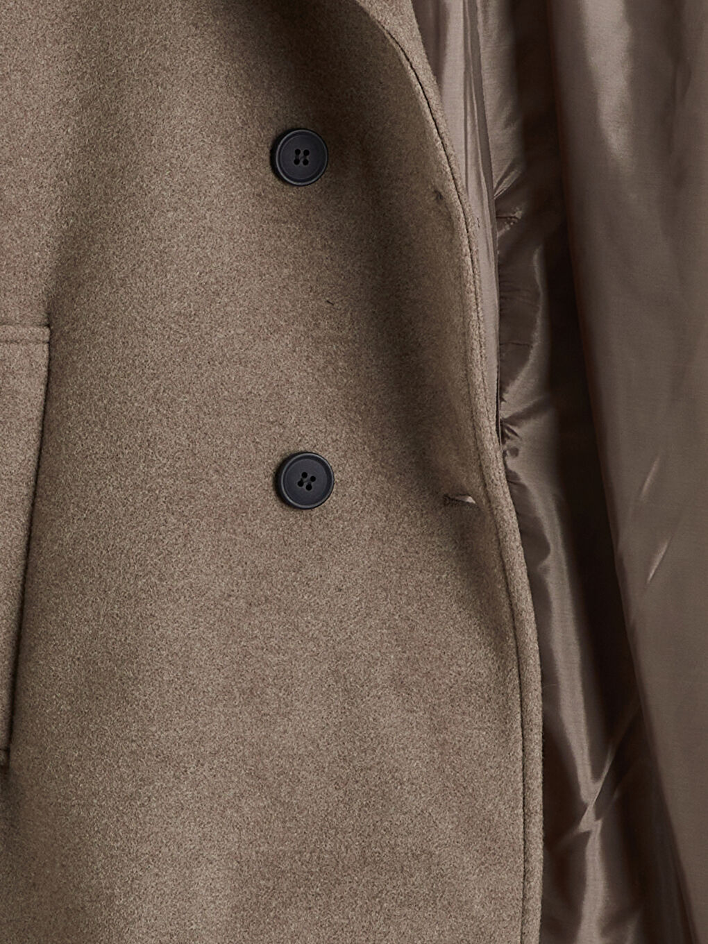 Bej Kruvaze Yaka Kadın Kaşe Kaban-7