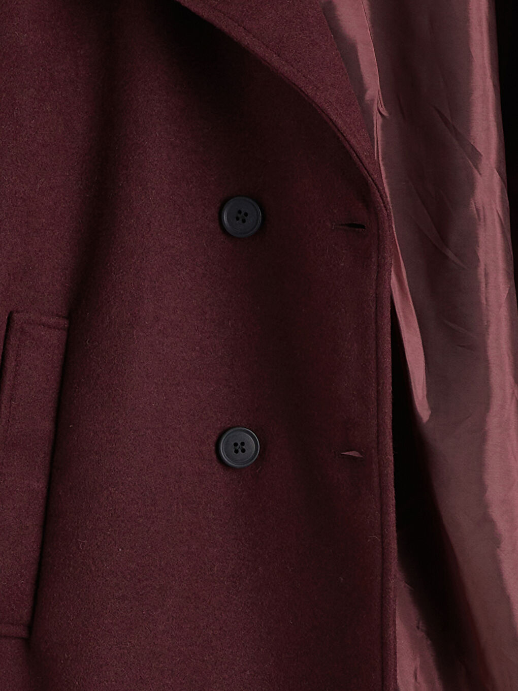 Mürdüm Kruvaze Yaka Kadın Kaşe Kaban-6