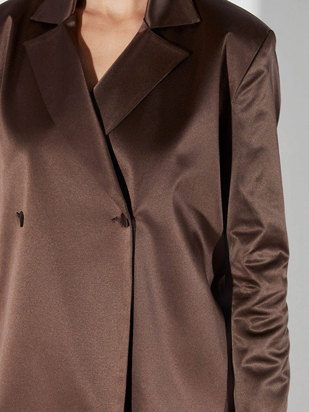 Double Breasted Satin Women's Blazer Jacket-2