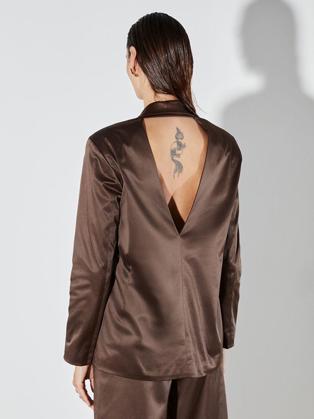 Double Breasted Satin Women's Blazer Jacket-4
