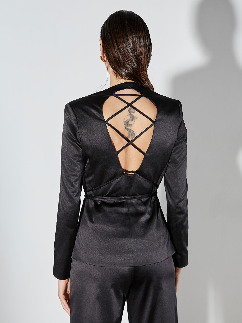 Siyah V Yaka Kadın Ceket-4