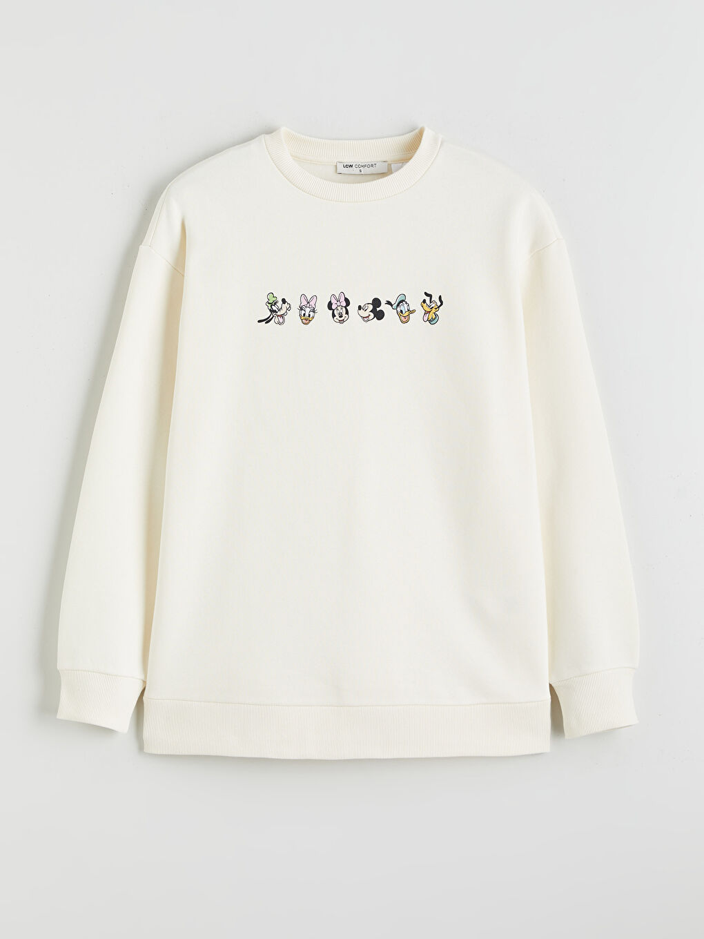 Bej Minnie Mouse Baskılı Kadın Kalın Sweatshirt-4