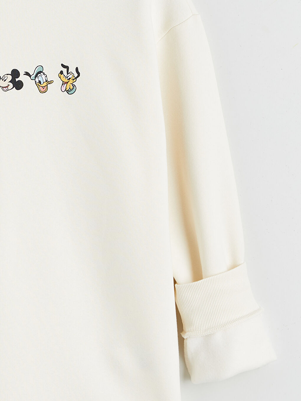 Bej Minnie Mouse Baskılı Kadın Kalın Sweatshirt-5