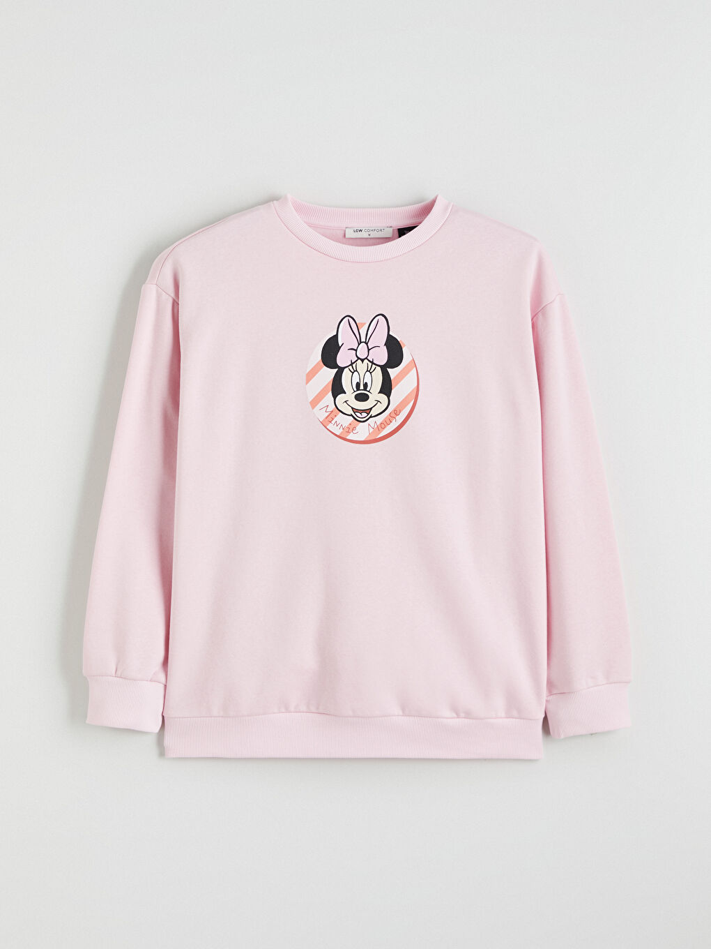 Pembe Minnie Mouse Baskılı Kadın Kalın Sweatshirt-4