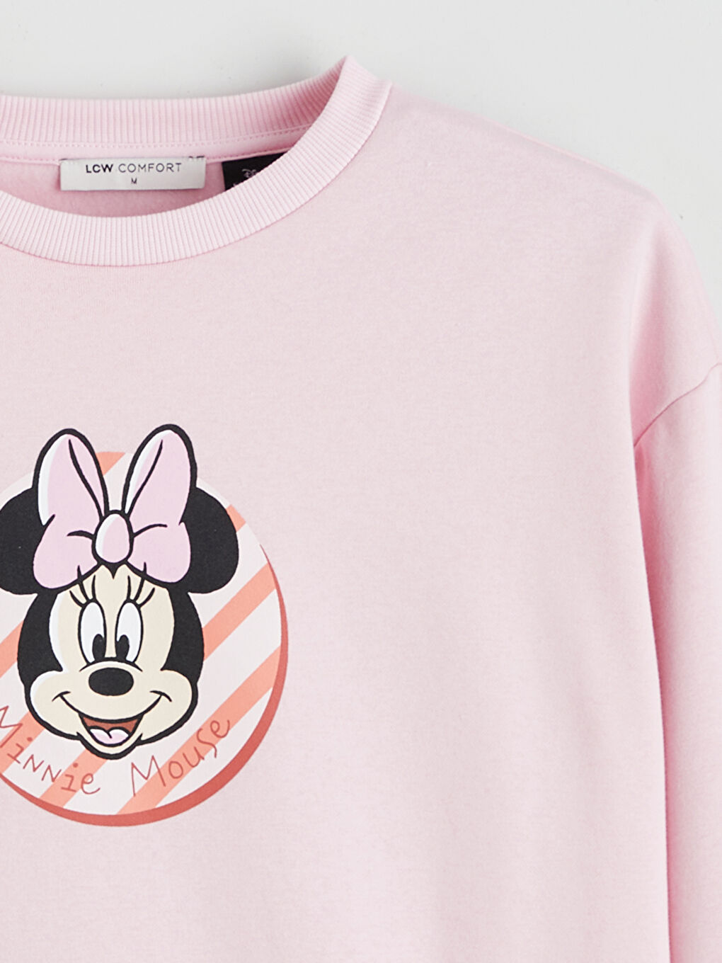Pembe Minnie Mouse Baskılı Kadın Kalın Sweatshirt-5