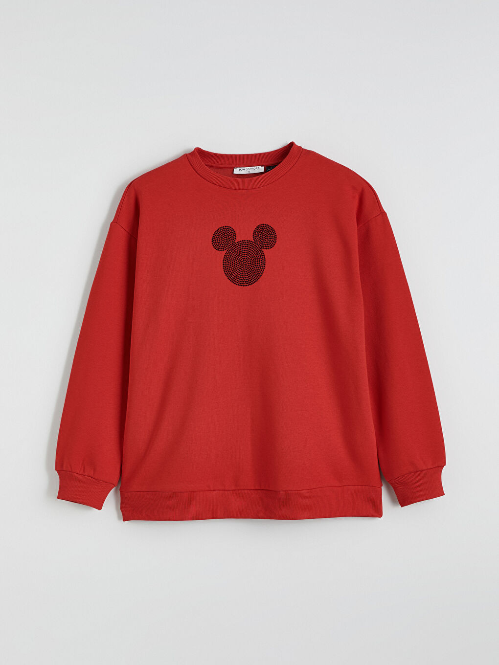 Kırmızı Minnie Mouse Baskılı Kadın Kalın Sweatshirt-4