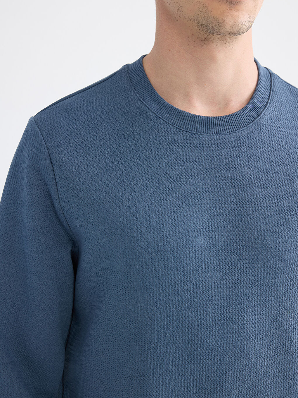 Petrol Bisiklet Yaka Erkek Sweatshirt-2