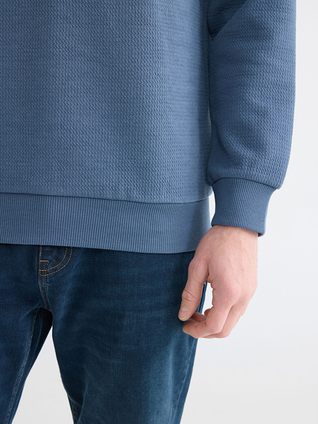 Petrol Bisiklet Yaka Erkek Sweatshirt-3