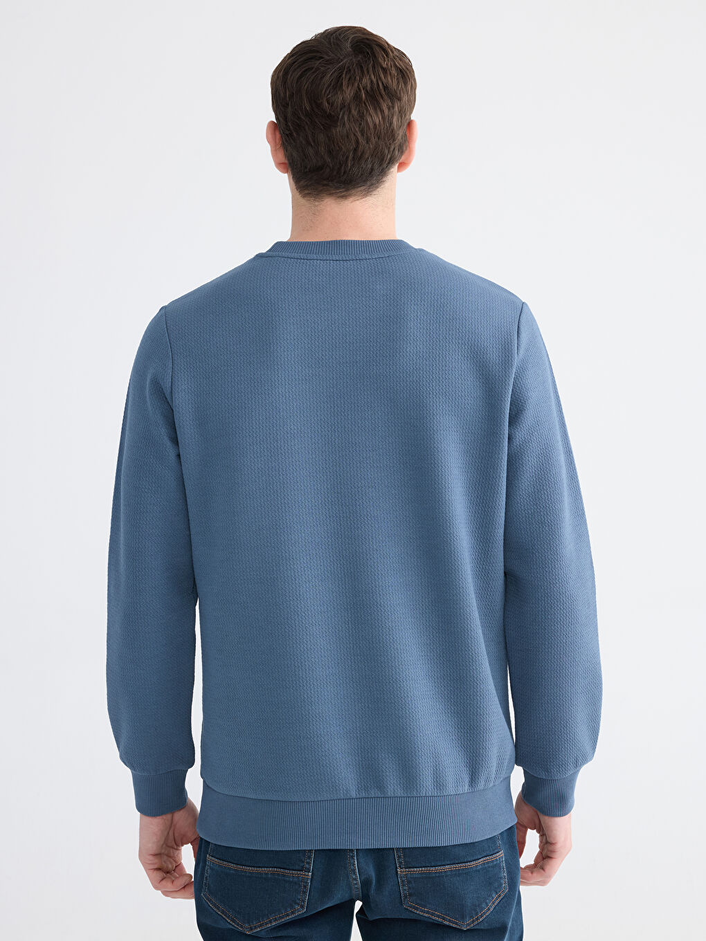 Petrol Bisiklet Yaka Erkek Sweatshirt-4