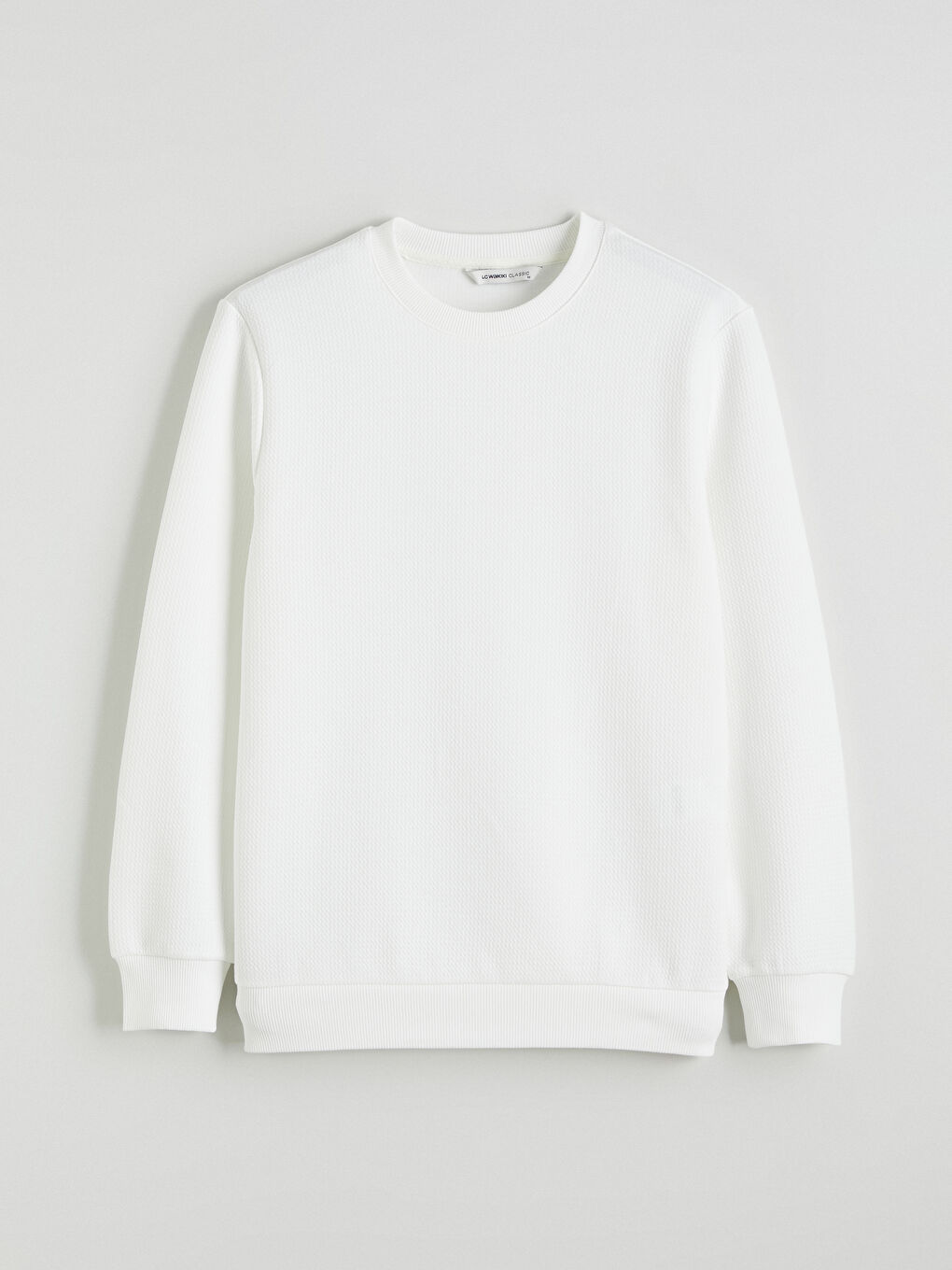 Ekru Bisiklet Yaka Erkek Sweatshirt-4