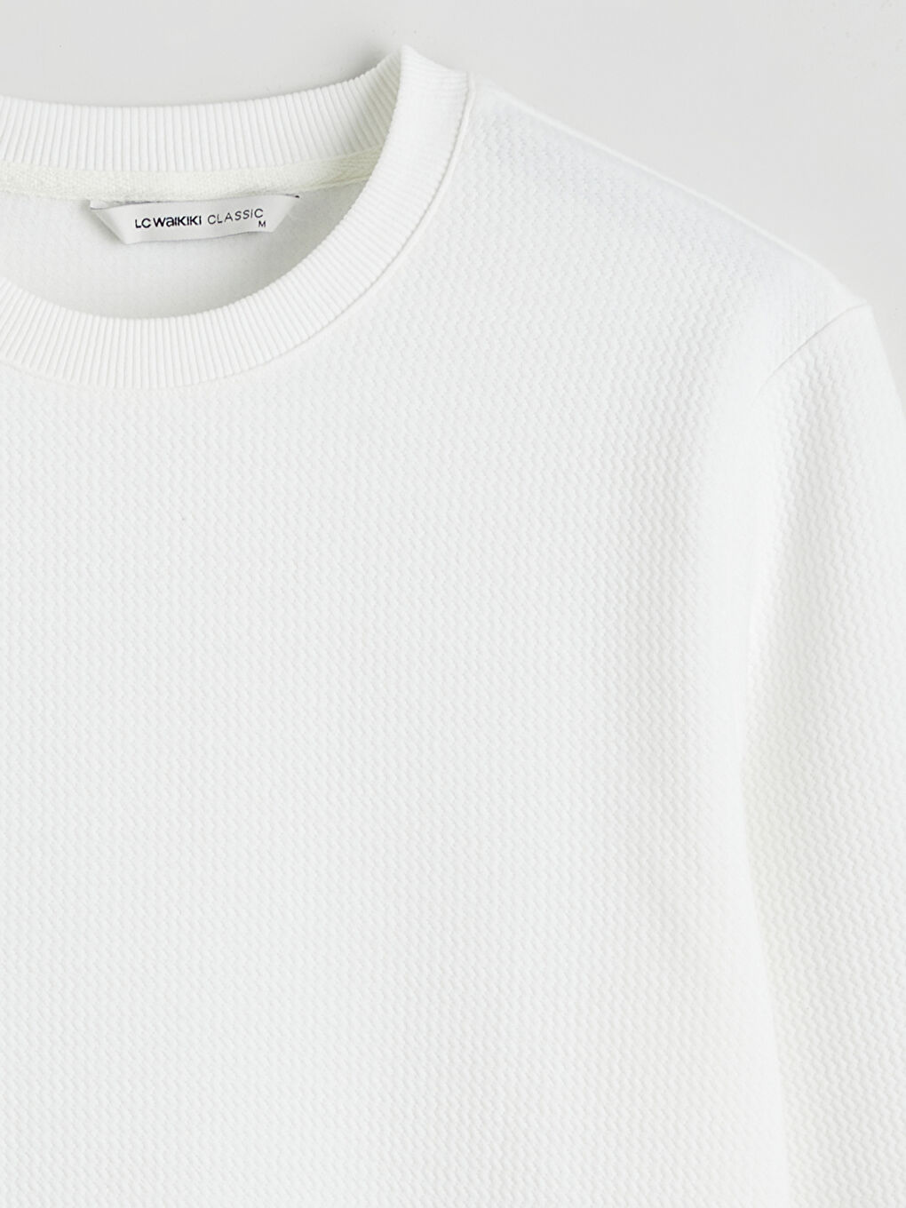 Ekru Bisiklet Yaka Erkek Sweatshirt-5