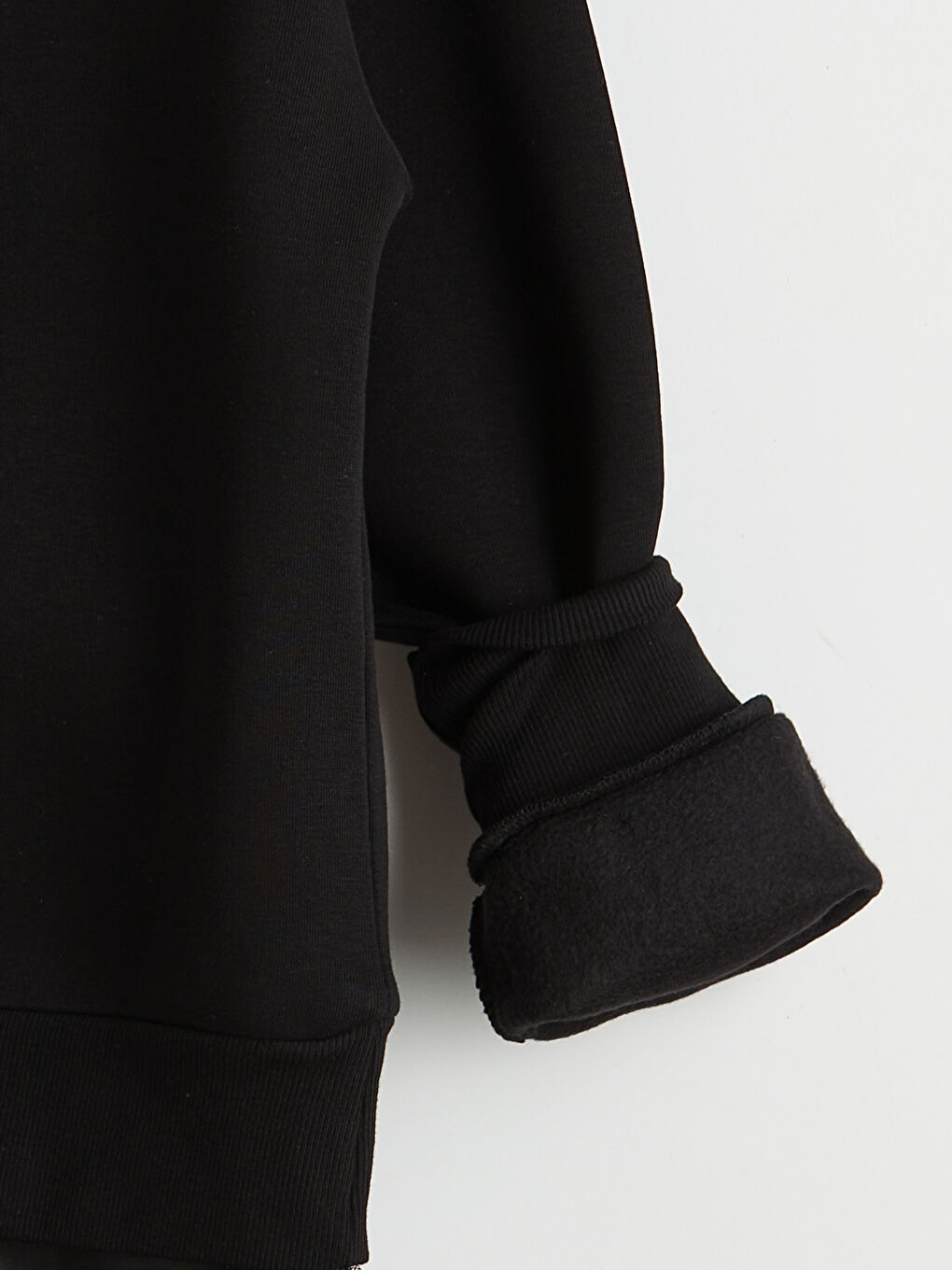 Siyah Dantel Detaylı Oversize Kalın Kadın Sweatshirt	-5