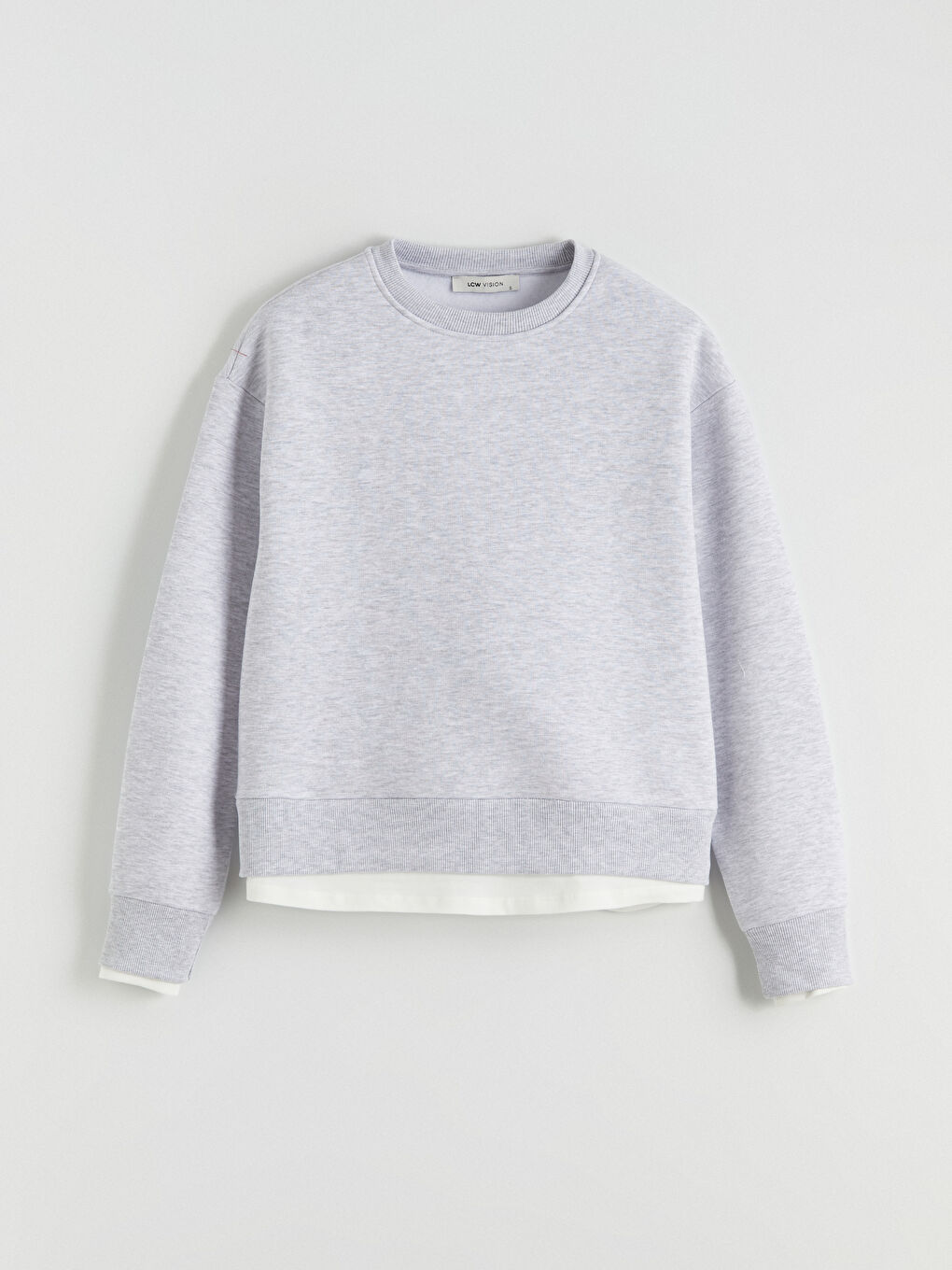 Gri Bisiklet Yaka Kadın Kalın Sweatshirt-4