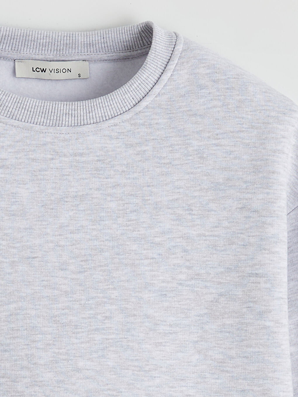 Gri Bisiklet Yaka Kadın Kalın Sweatshirt-5