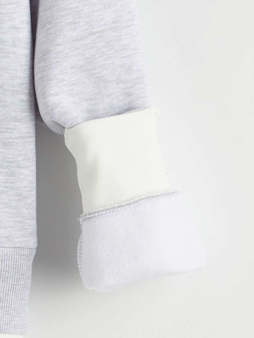 Gri Bisiklet Yaka Kadın Kalın Sweatshirt-6