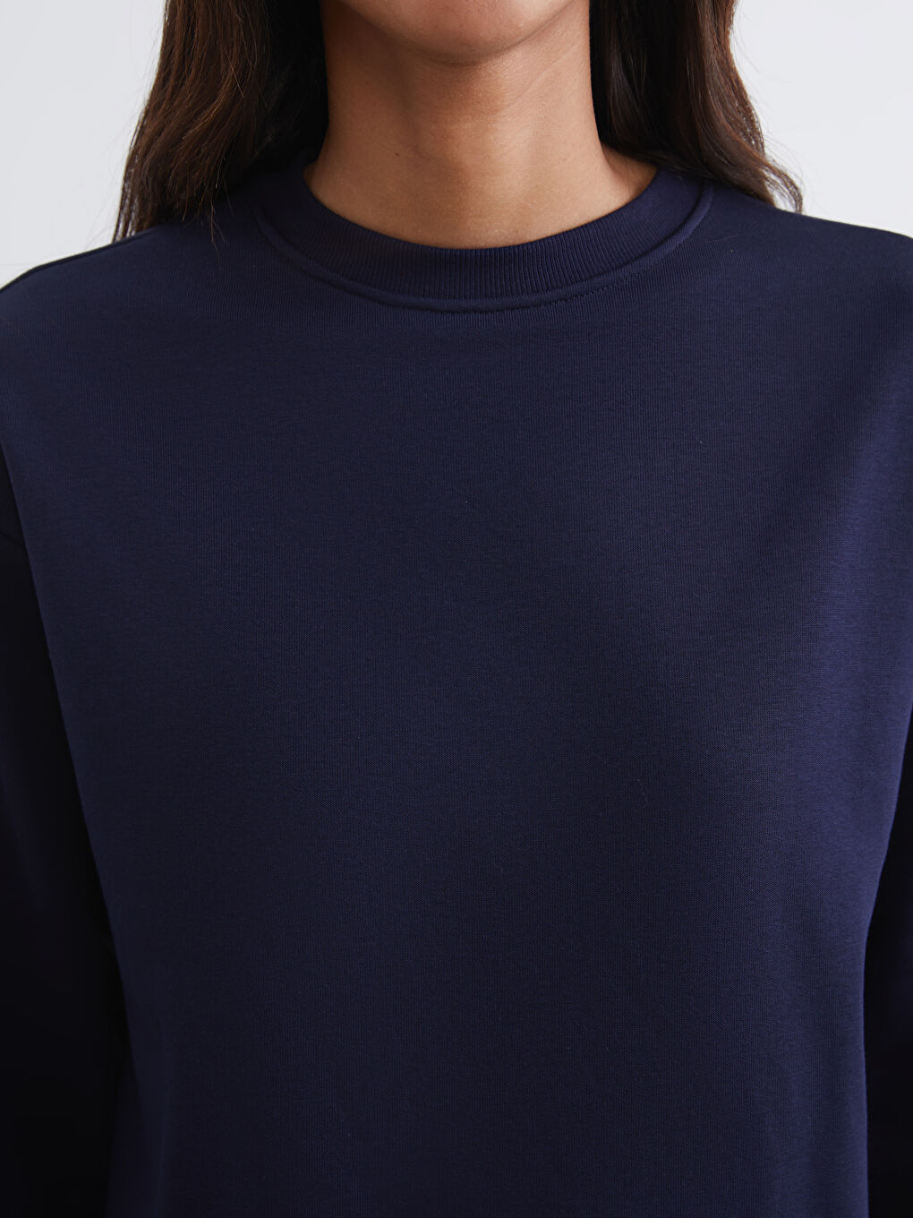 Lacivert Bisiklet Yaka Kadın Sweatshirt-2