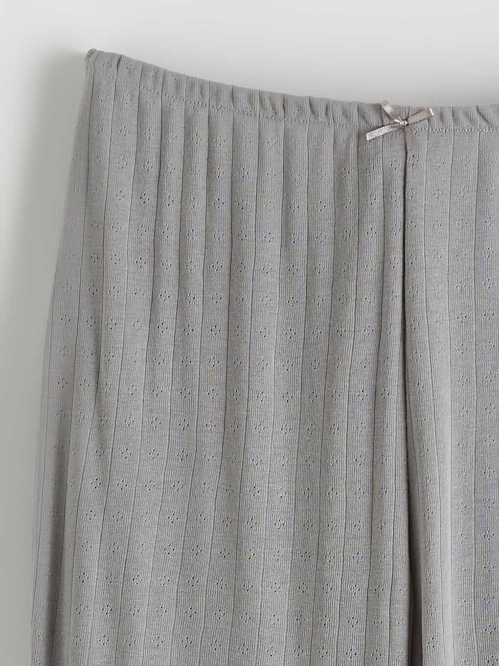 Gri Beli Lastikli Ajurlu Kadın Pijama Altı-5