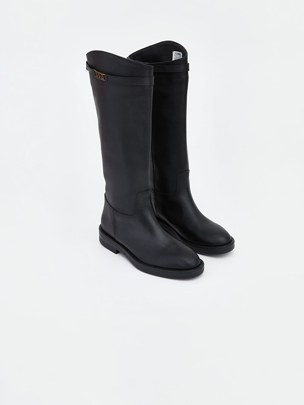 Siyah Deri Görünümlü Kadın Çizme