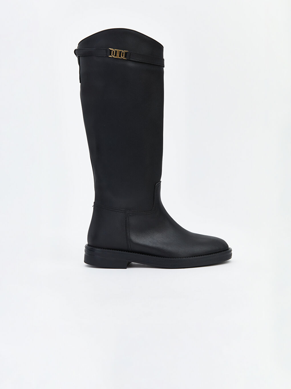 Siyah Deri Görünümlü Kadın Çizme-1