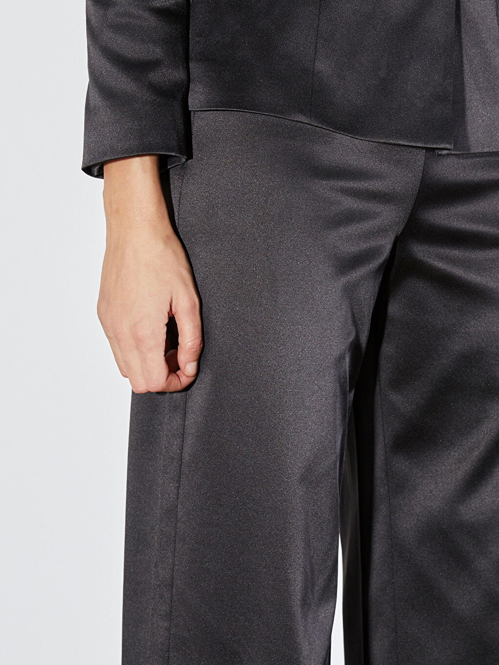 Siyah Loose Fit Geniş Paça Kadın Pantolon-2