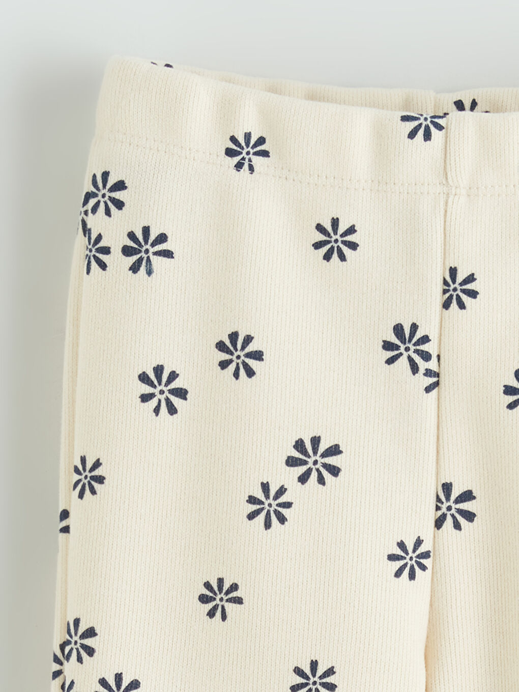 Bej Beli Lastikli Kız Çocuk Tayt Pantolon-1