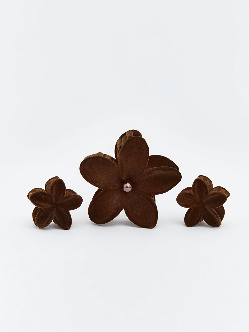 Flower Figured Plush Women's Hair Clip Set of 3