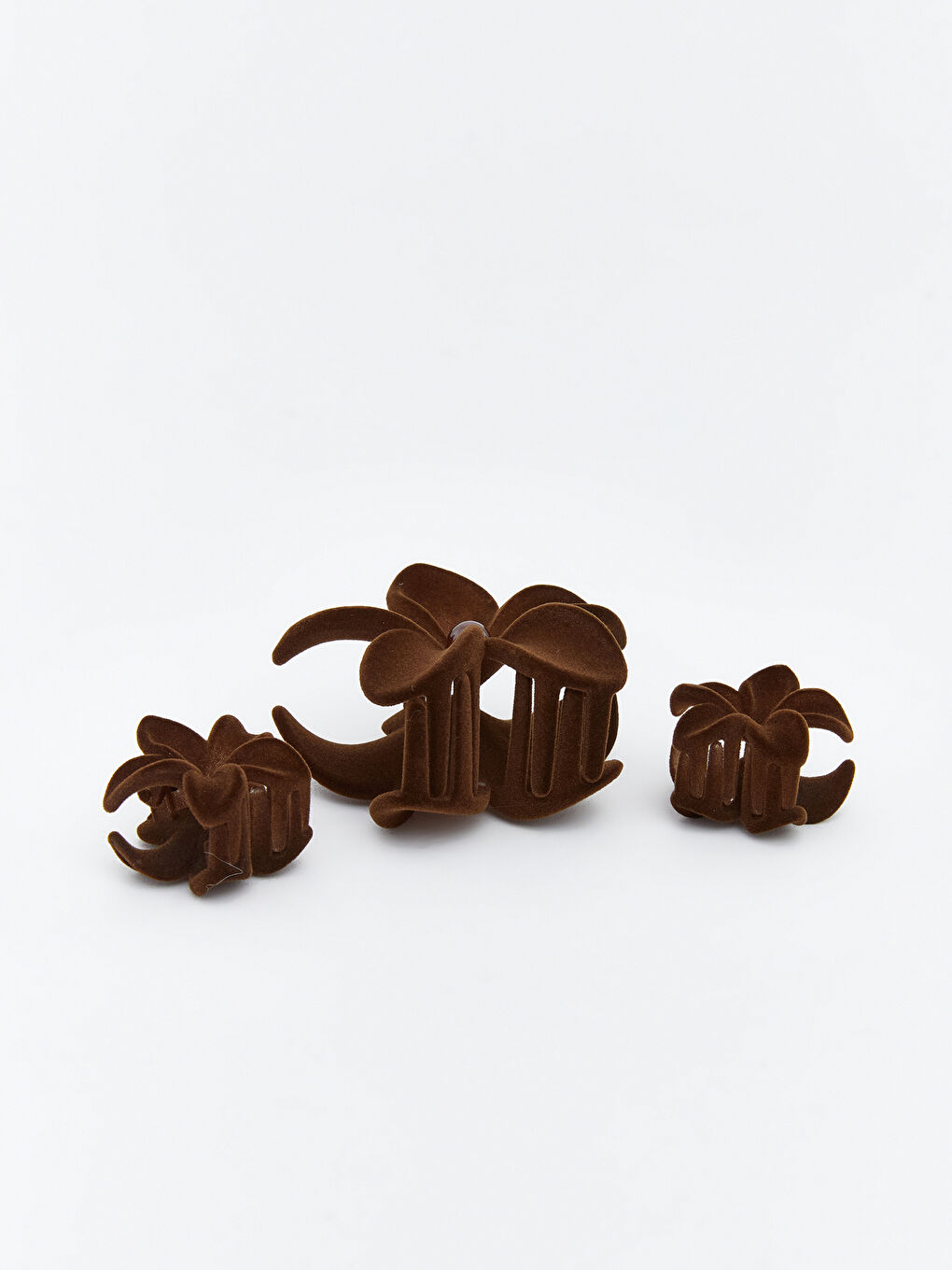 Flower Figured Plush Women's Hair Clip Set of 3-1