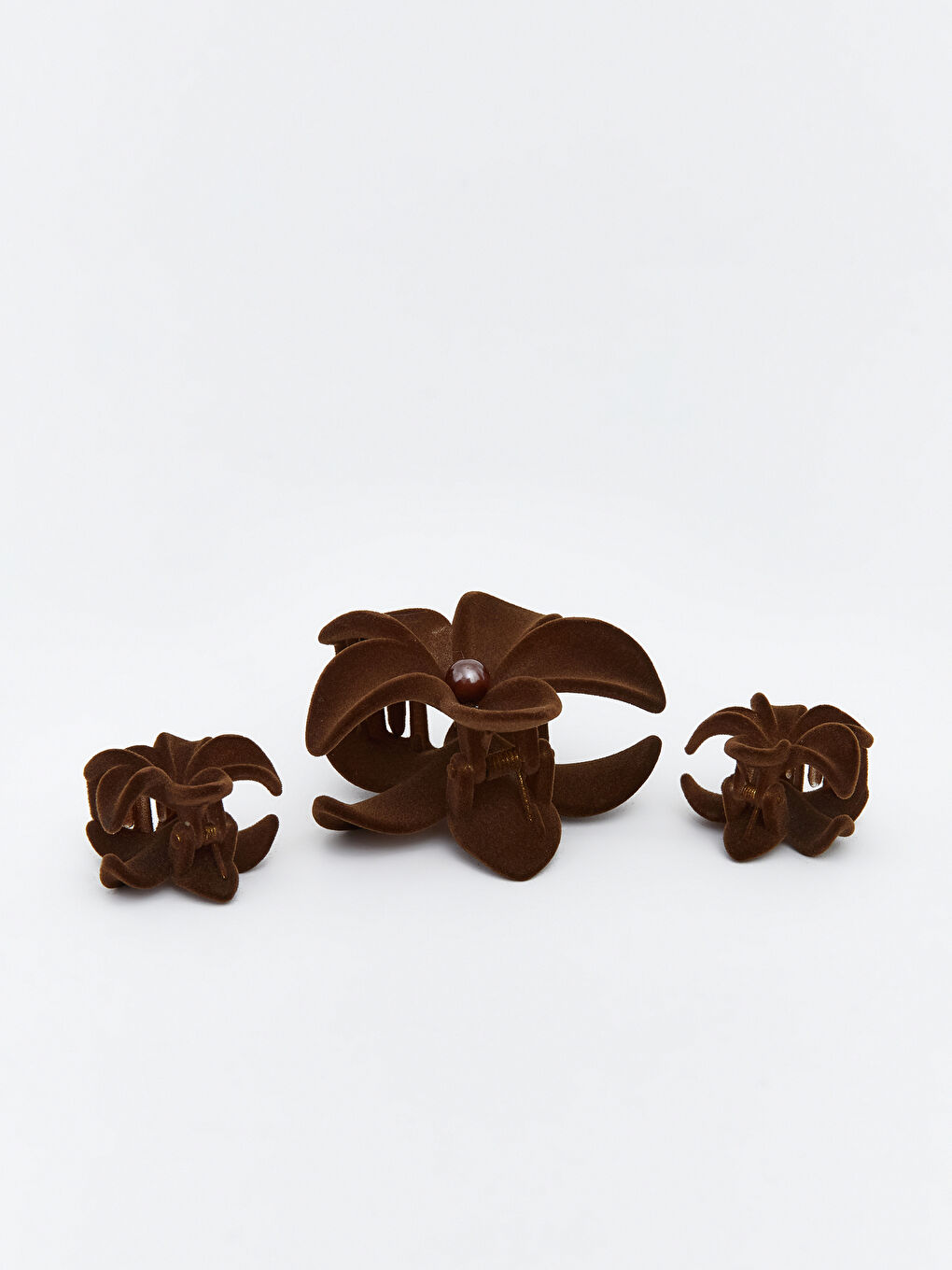 Flower Figured Plush Women's Hair Clip Set of 3-2