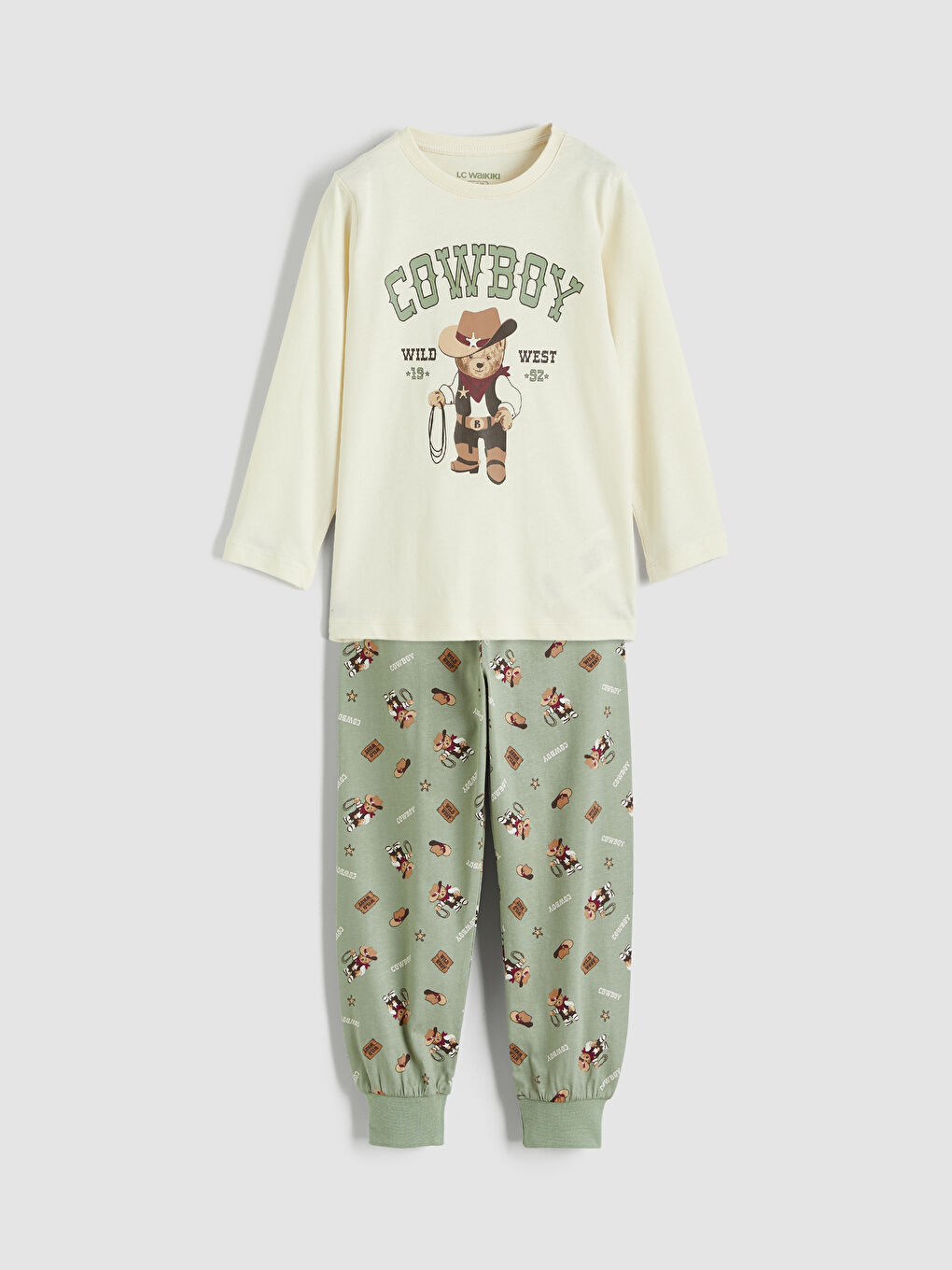 Teddy Bear Printed Boys' Pyjamas Set Family Combination