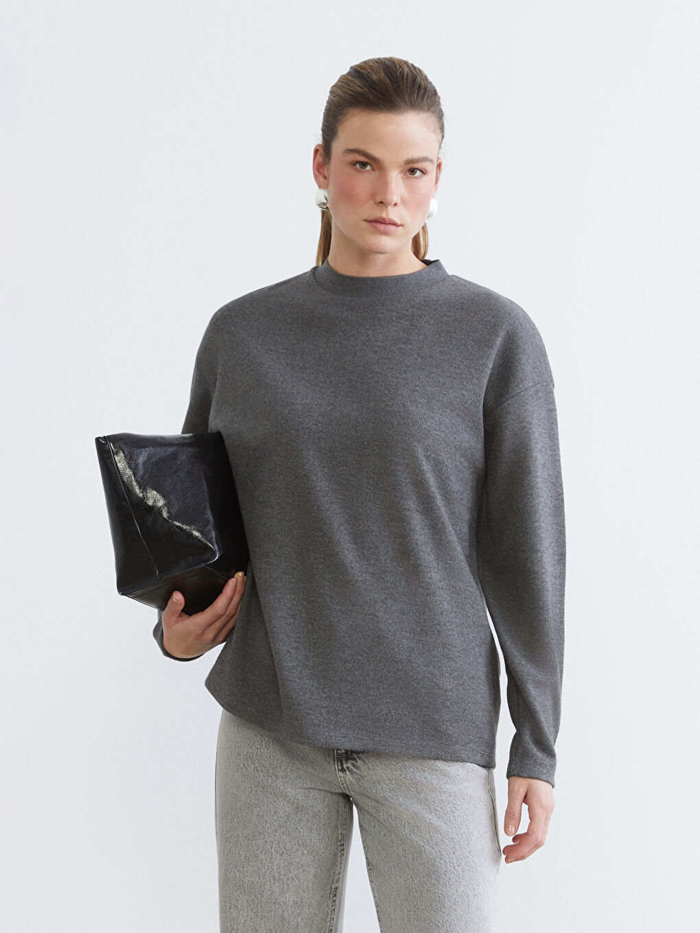 Rundhalsausschnitt Oversize T-Shirt für Damen