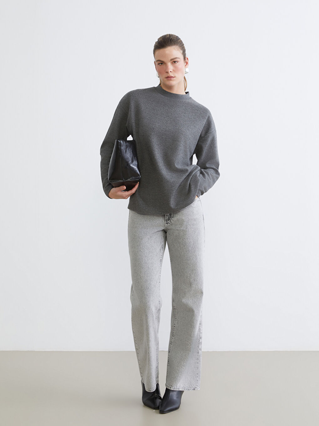 Rundhalsausschnitt Oversize T-Shirt für Damen-1