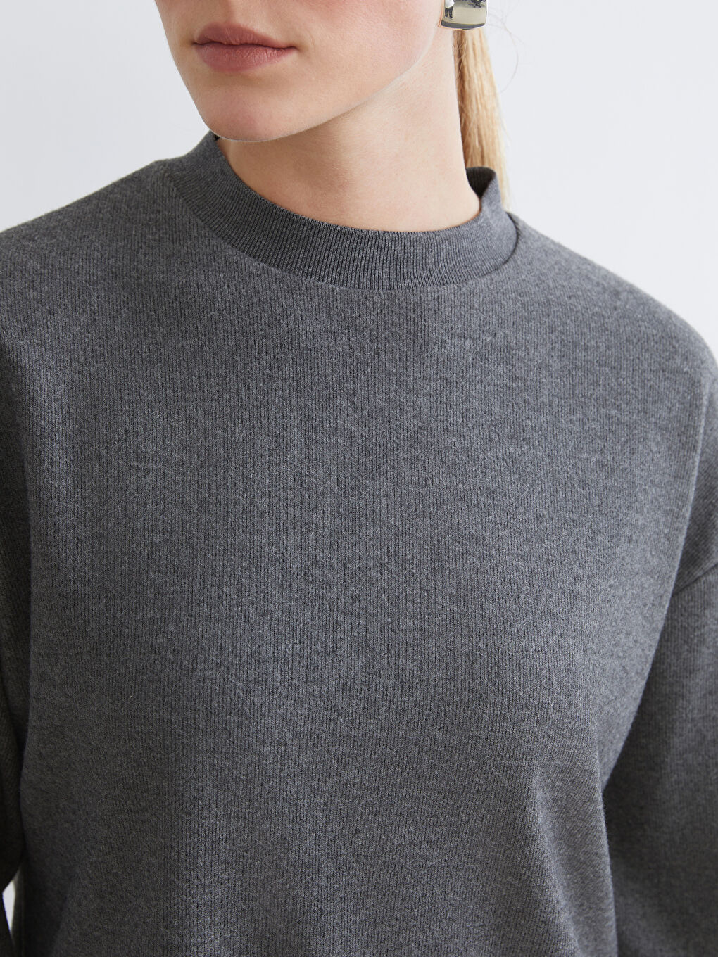 Rundhalsausschnitt Oversize T-Shirt für Damen-2