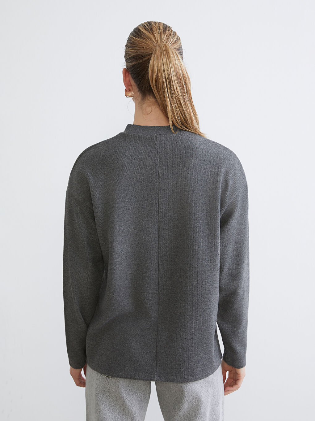 Rundhalsausschnitt Oversize T-Shirt für Damen-3