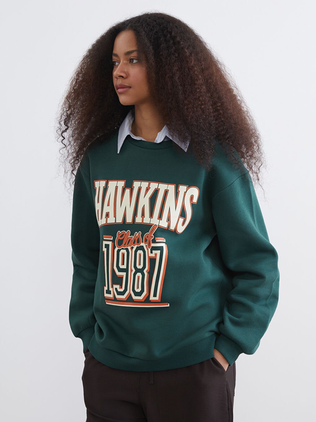 Stranger Things Baskılı Kadın Kalın Sweatshirt