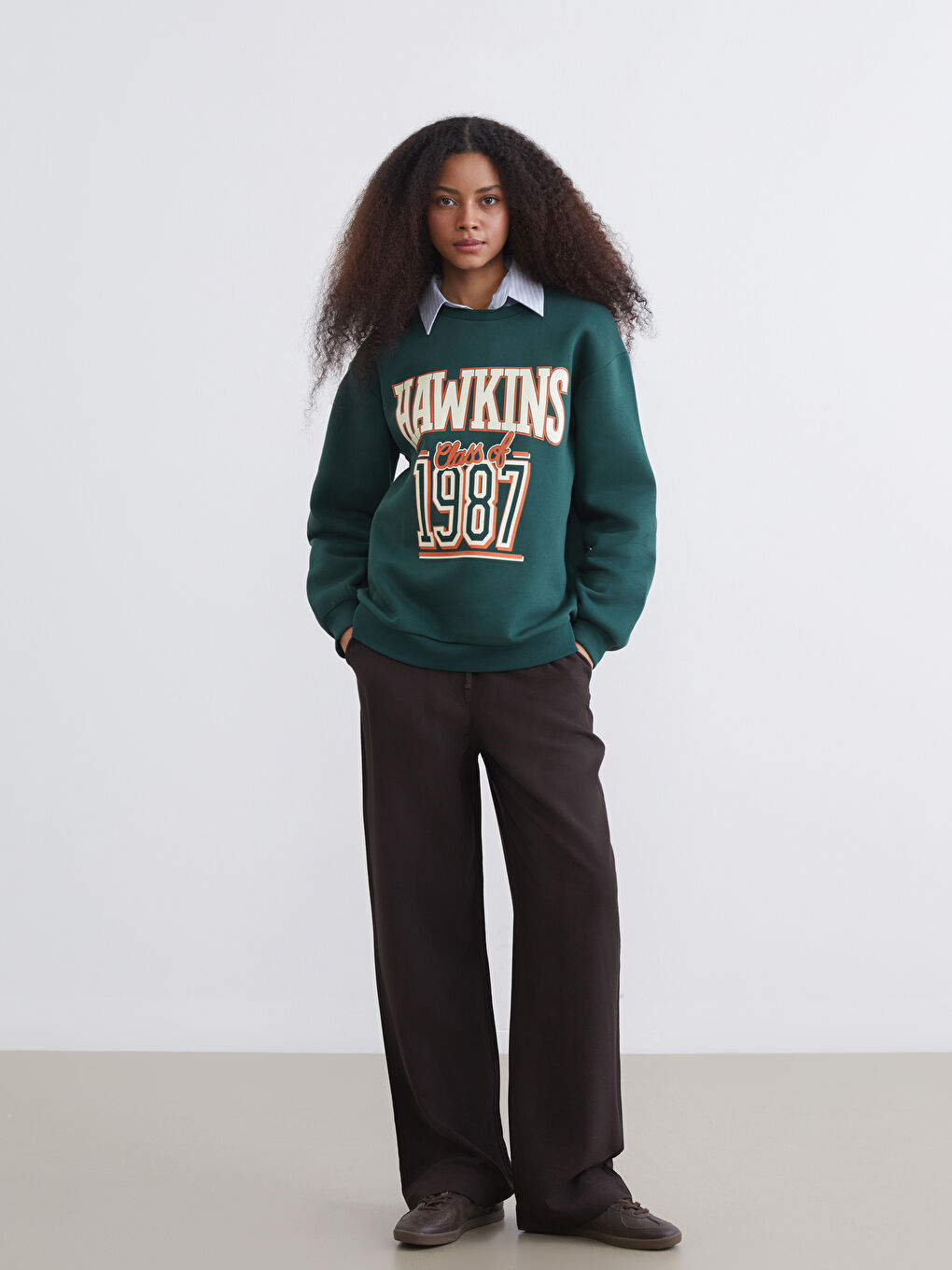 Stranger Things Baskılı Kadın Kalın Sweatshirt-1