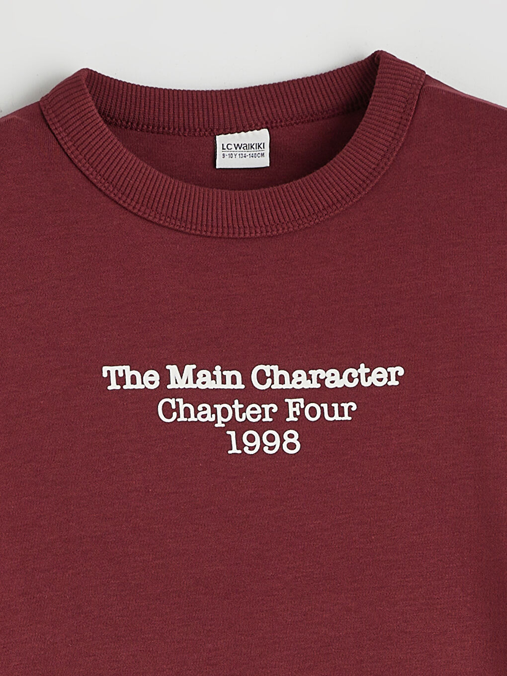 Bordo Bisiklet Yaka Baskılı Erkek Çocuk Tişört-1