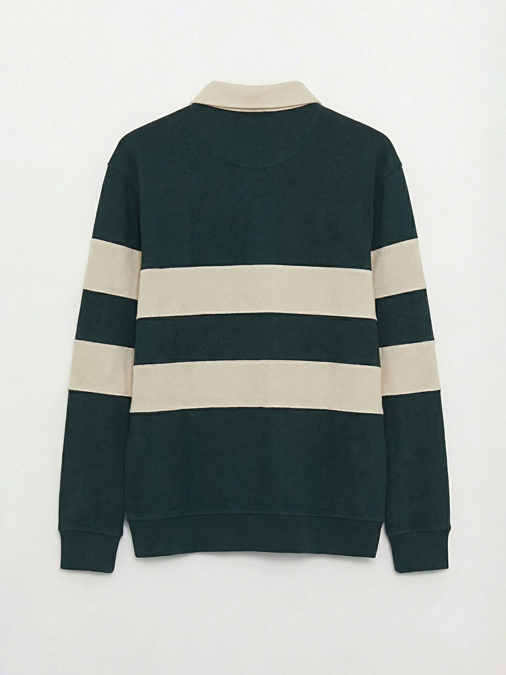 Yeşil Polo Yaka Çizgili Erkek Sweatshirt-1