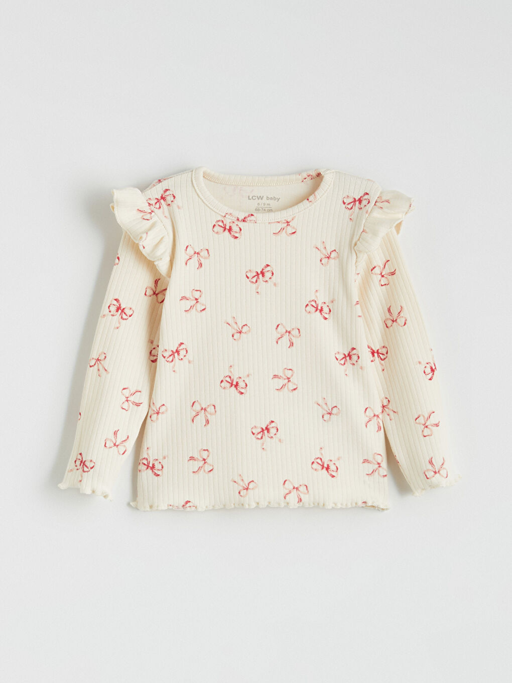 Ekru Bisiklet Yaka Baskılı Kız Bebek Bluz 3'lü-1