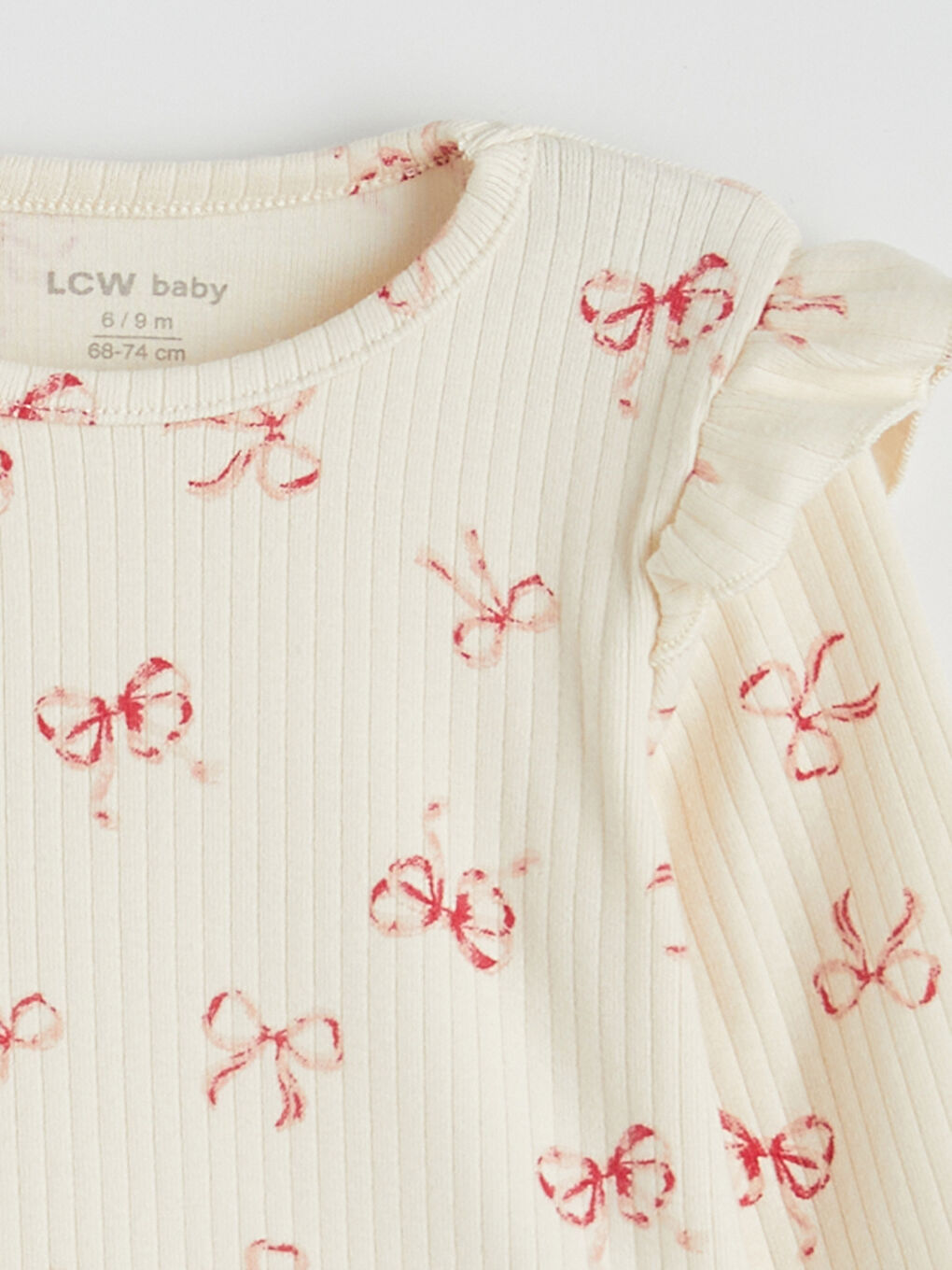 Ekru Bisiklet Yaka Baskılı Kız Bebek Bluz 3'lü-2