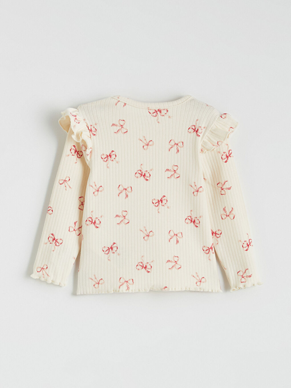 Ekru Bisiklet Yaka Baskılı Kız Bebek Bluz 3'lü-3