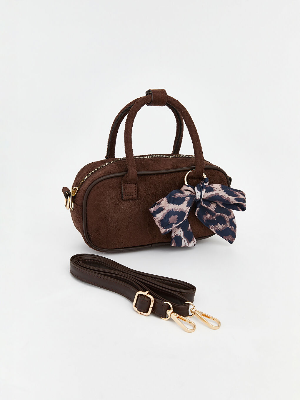 Kahverengi Süet Kadın Omuz Çantası-1