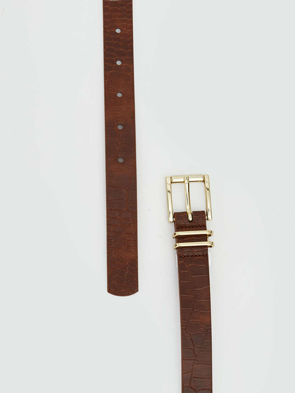 Kahverengi Deri Görünümlü Kadın Kemer 2'li-2