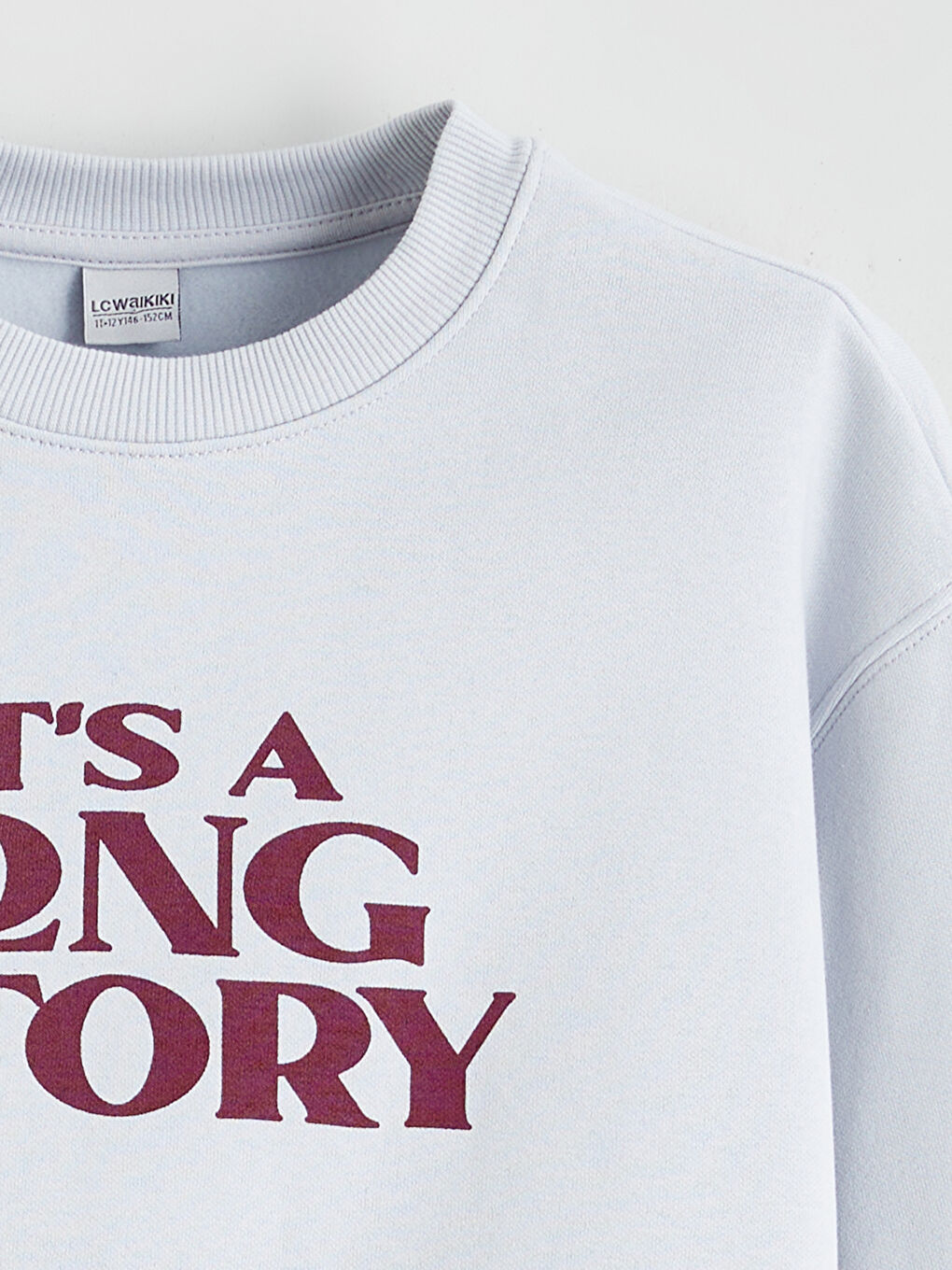 Mavi Bisiklet Yaka Baskılı Kız Çocuk Kalın Sweatshirt-1