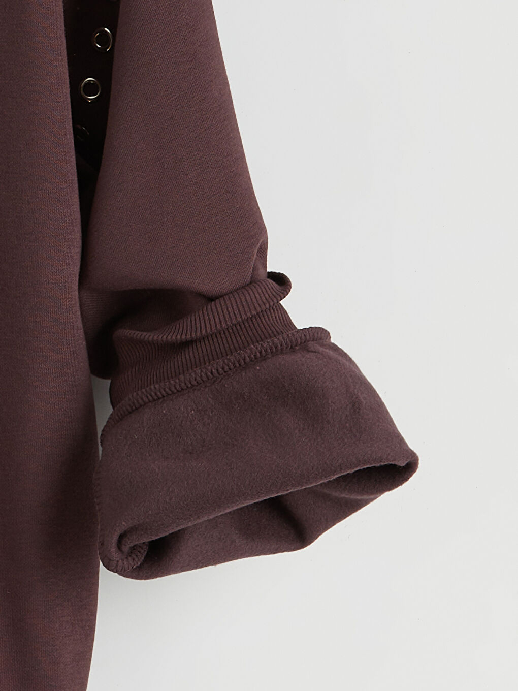 Mürdüm Kapüşonlu Kız Çocuk Kalın Sweatshirt-2