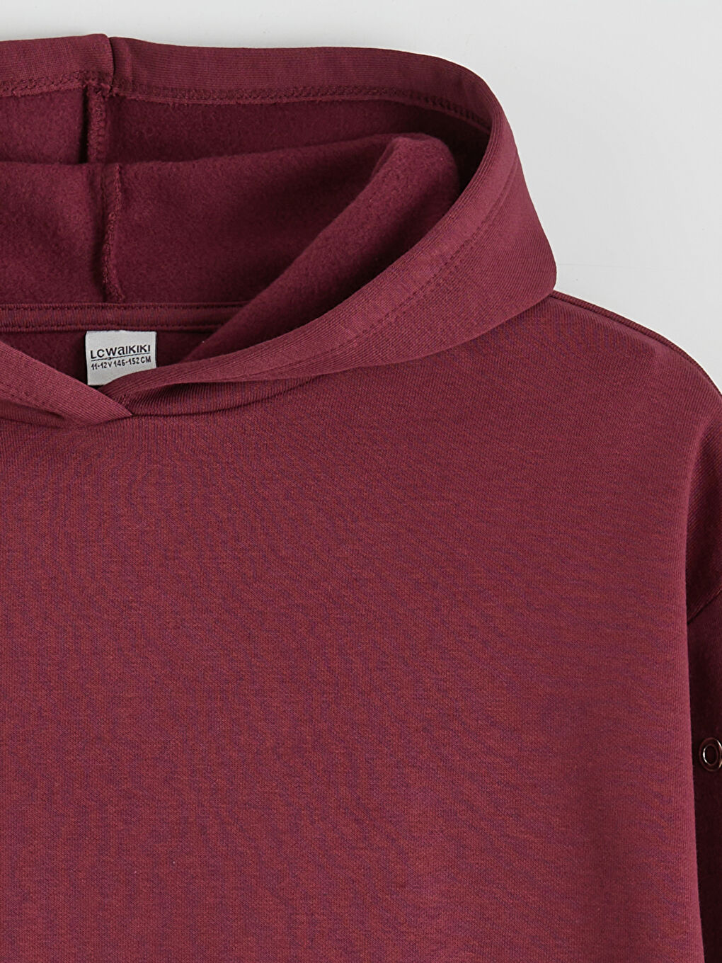 Mürdüm Kapüşonlu Kız Çocuk Kalın Sweatshirt-1