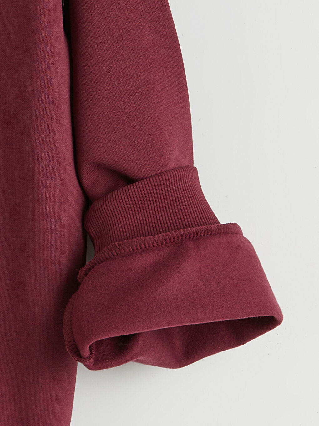 Mürdüm Kapüşonlu Kız Çocuk Kalın Sweatshirt-2