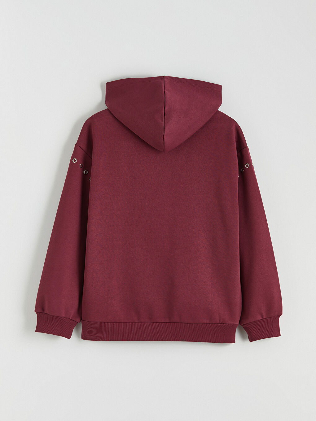 Mürdüm Kapüşonlu Kız Çocuk Kalın Sweatshirt-3