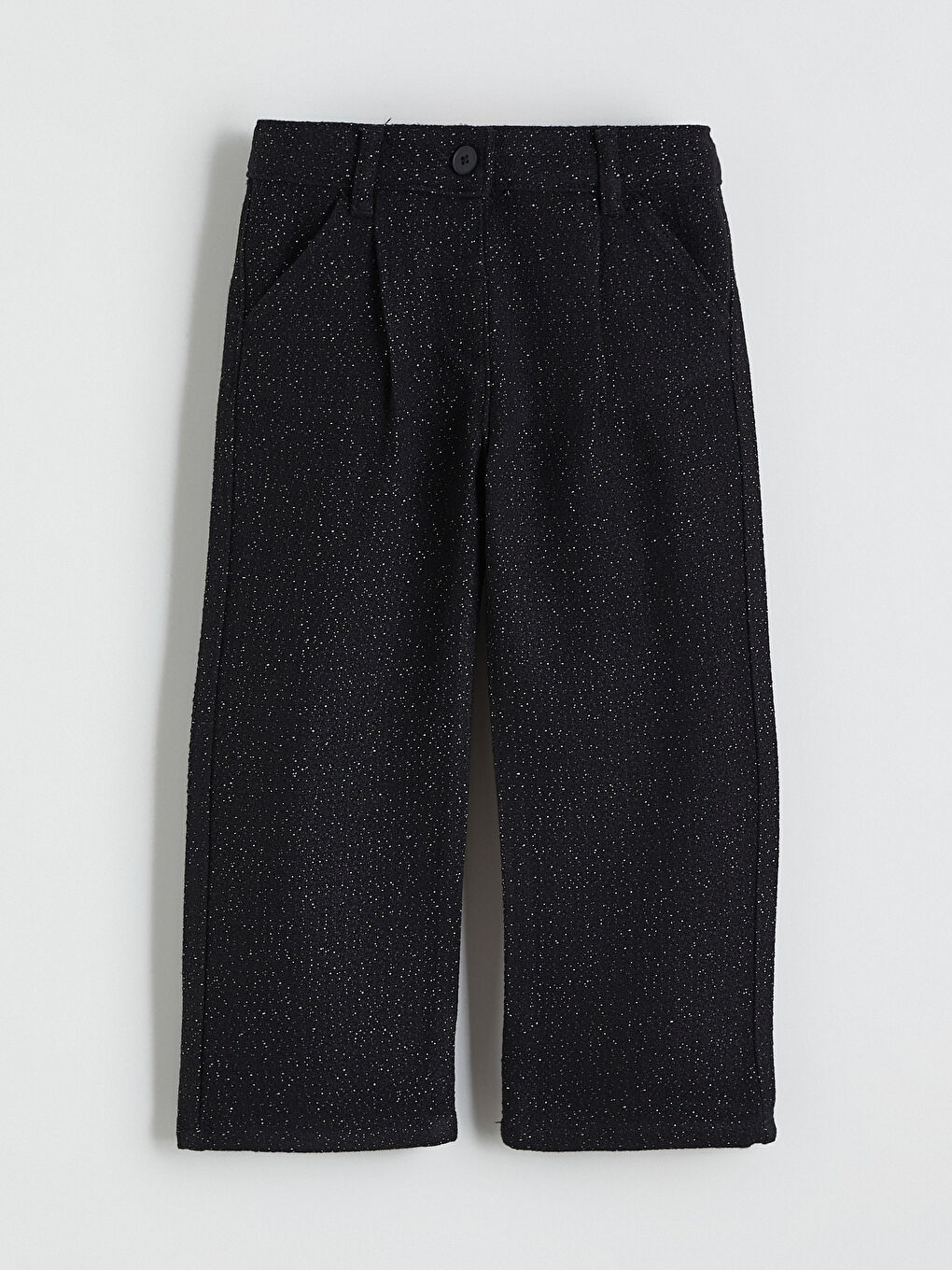 Siyah Pileli Işıltılı Kız Çocuk Pantolon