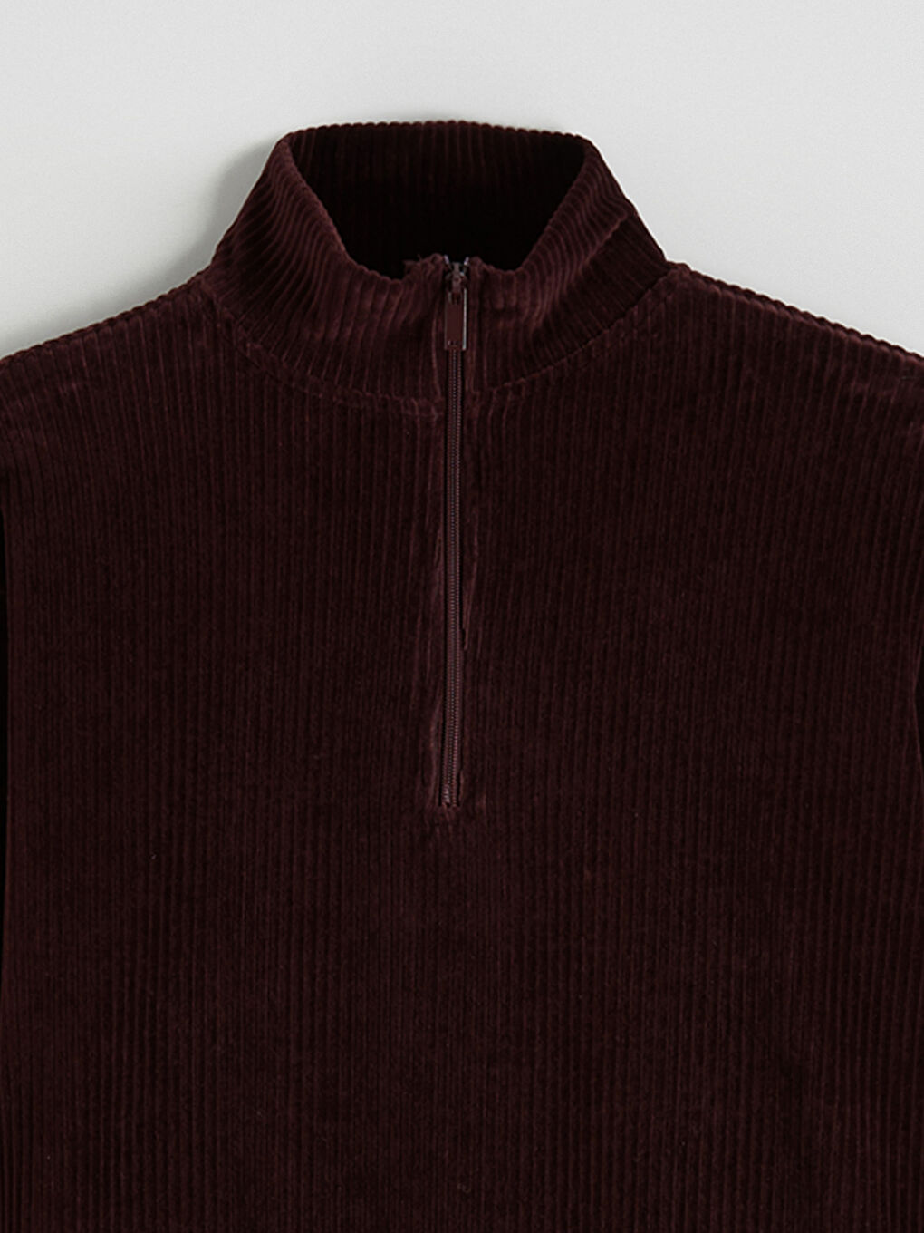 Mürdüm Dik Yaka Fitilli Kadın Sweatshirt-1