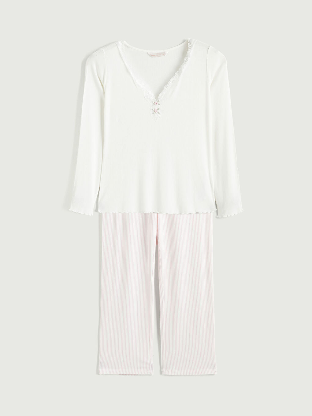 Pembe Çizgili Kadın Pijama Takımı-4